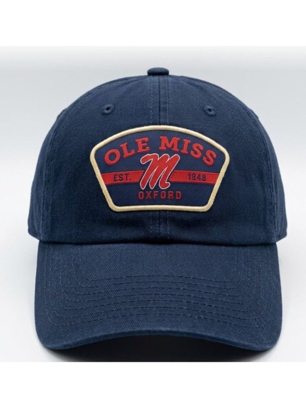 Ole Miss Navy Blue Oxford Adjustable Baseball Cap Embroidered Logo EST. 1848
